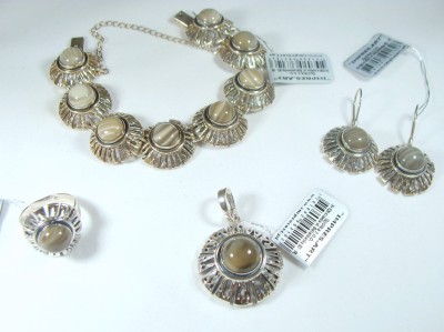 Srebrna bransoletka z kamieniem pasiastym NON0055 2