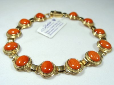 Złota bransoletka z koralem NON0209 2