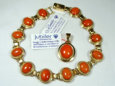 Złota bransoletka z koralem NON0209 3