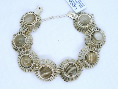 Srebrna bransoletka z kamieniem pasiastym NON0055