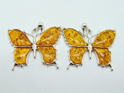 Srebrne kolczyki z bursztynem APP0009