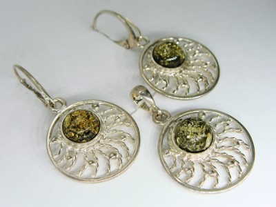 Srebrny komplet z bursztynem AMB0078 2