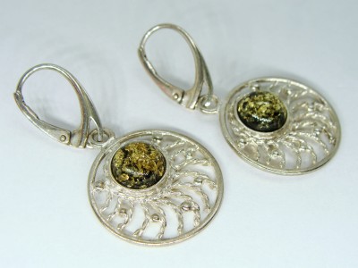 Srebrny komplet z bursztynem AMB0078 1