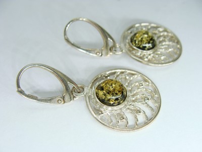 Srebrny komplet z bursztynem AMB0078 3