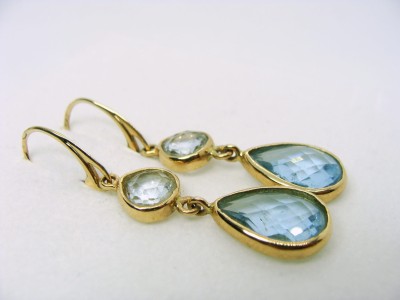 Złote kolczyki z topazem LAD0006 1